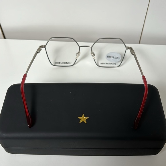 NWT Elton John Fashion Glasses Red and Silver Frame - Picture 4 of 9
